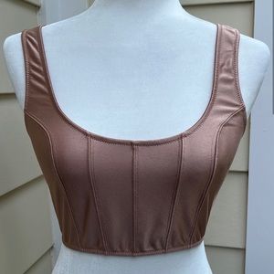 Urban Outfitters Cream Silk Like Corset Bra Top